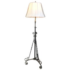 Art Nouveau Period Wrought Iron Floor Lamp