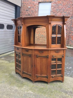 Art Nouveau Period, Oak Buffet in the Style of Gustav Serrurier Bovy, circa 1900