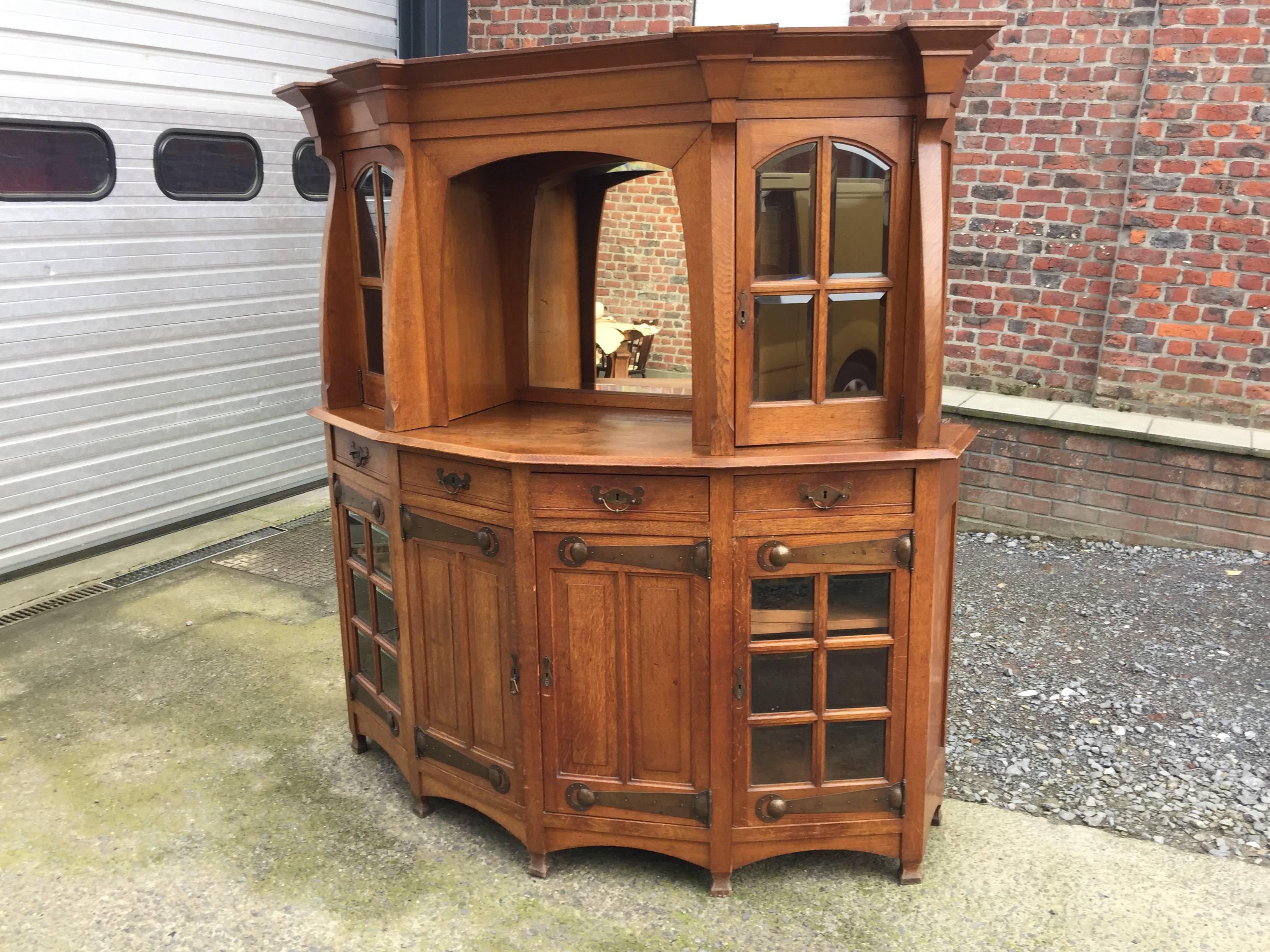 Early 20th Century Art Nouveau Period, Oak Buffet in the Style of Gustav Serrurier Bovy, circa 1900 For Sale