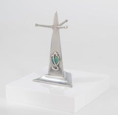 Art Nouveau Pewter & Cabochon Tree Ring Stand Holder By G L Connell London