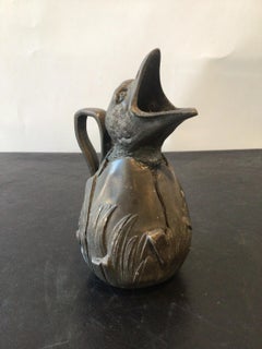 Pichet à oiseaux en étain Art Nouveau attachant de l'œil par Etain Garanti
