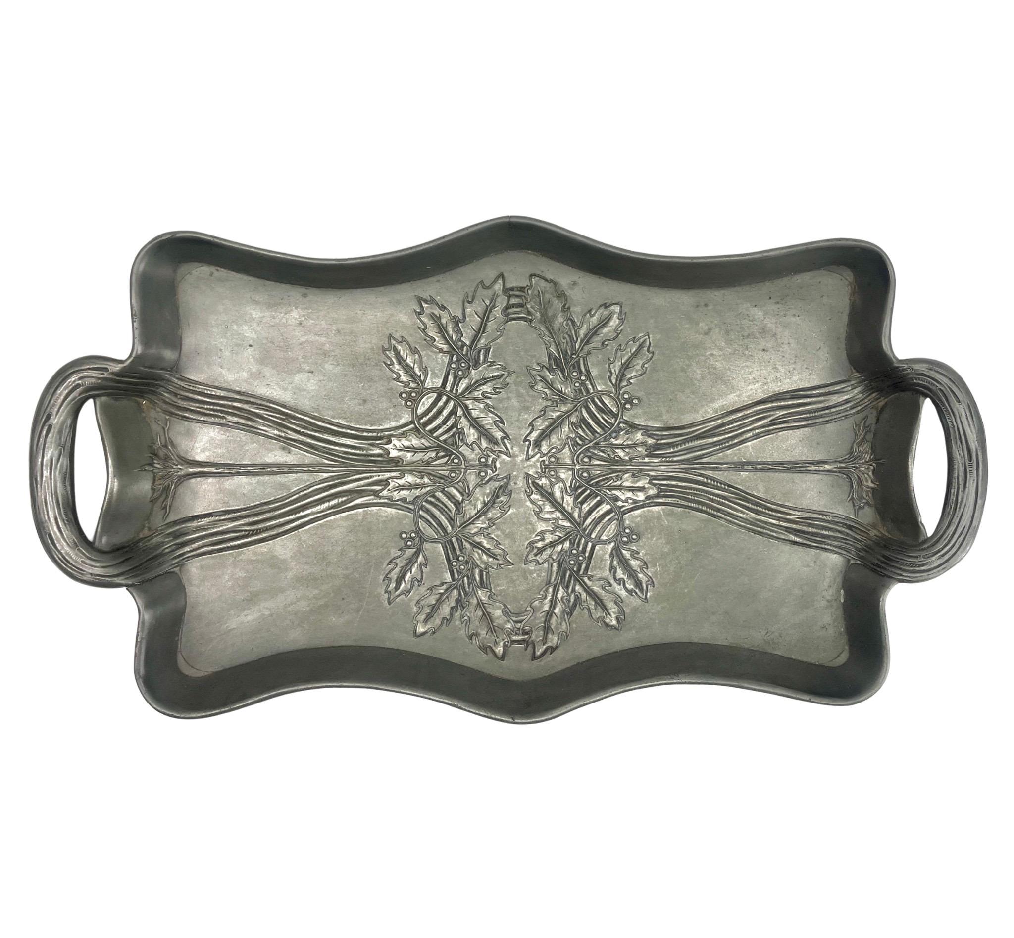 Art Nouveau Pewter Tray  style of C. Kurz & Company, Tiel, The Netherlands For Sale 4