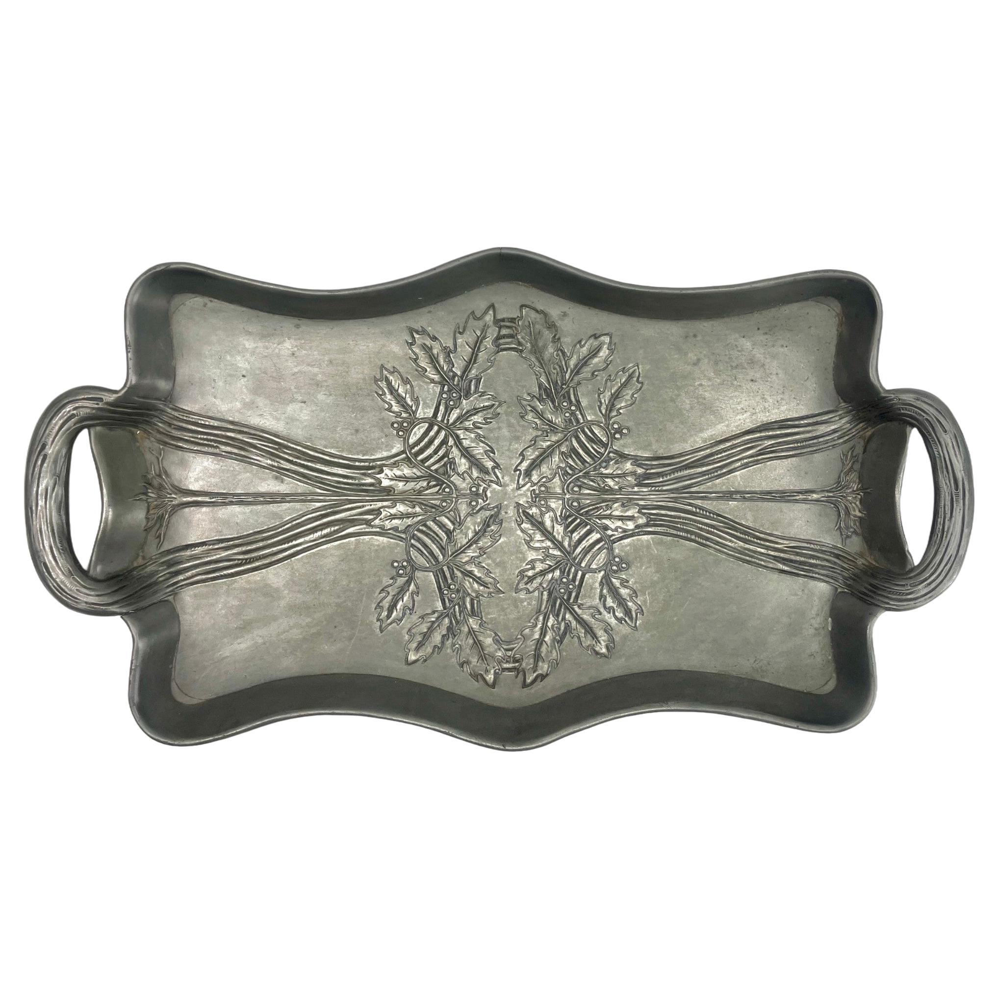 Art Nouveau Pewter Tray  style of C. Kurz & Company, Tiel, The Netherlands For Sale