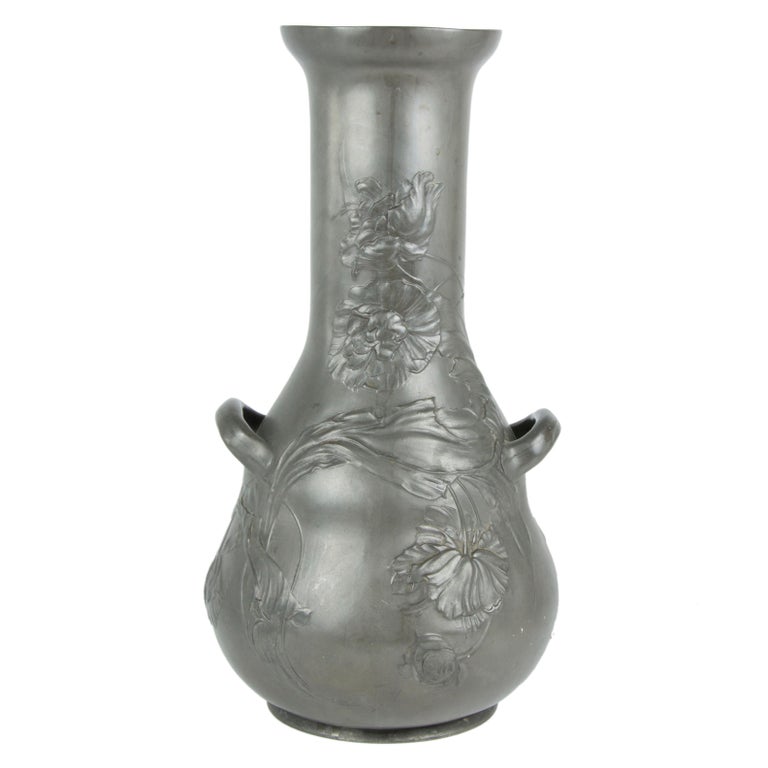 Art Nouveau Pewter Vase For Sale at 1stDibs