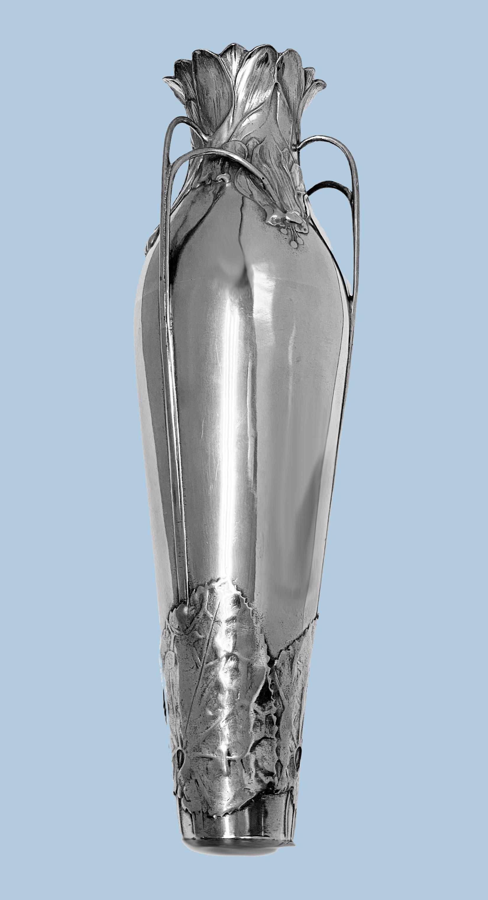 Early 20th Century Art Nouveau Pewter Vase Hugo Levin Kayserzinn, Germany c.1900