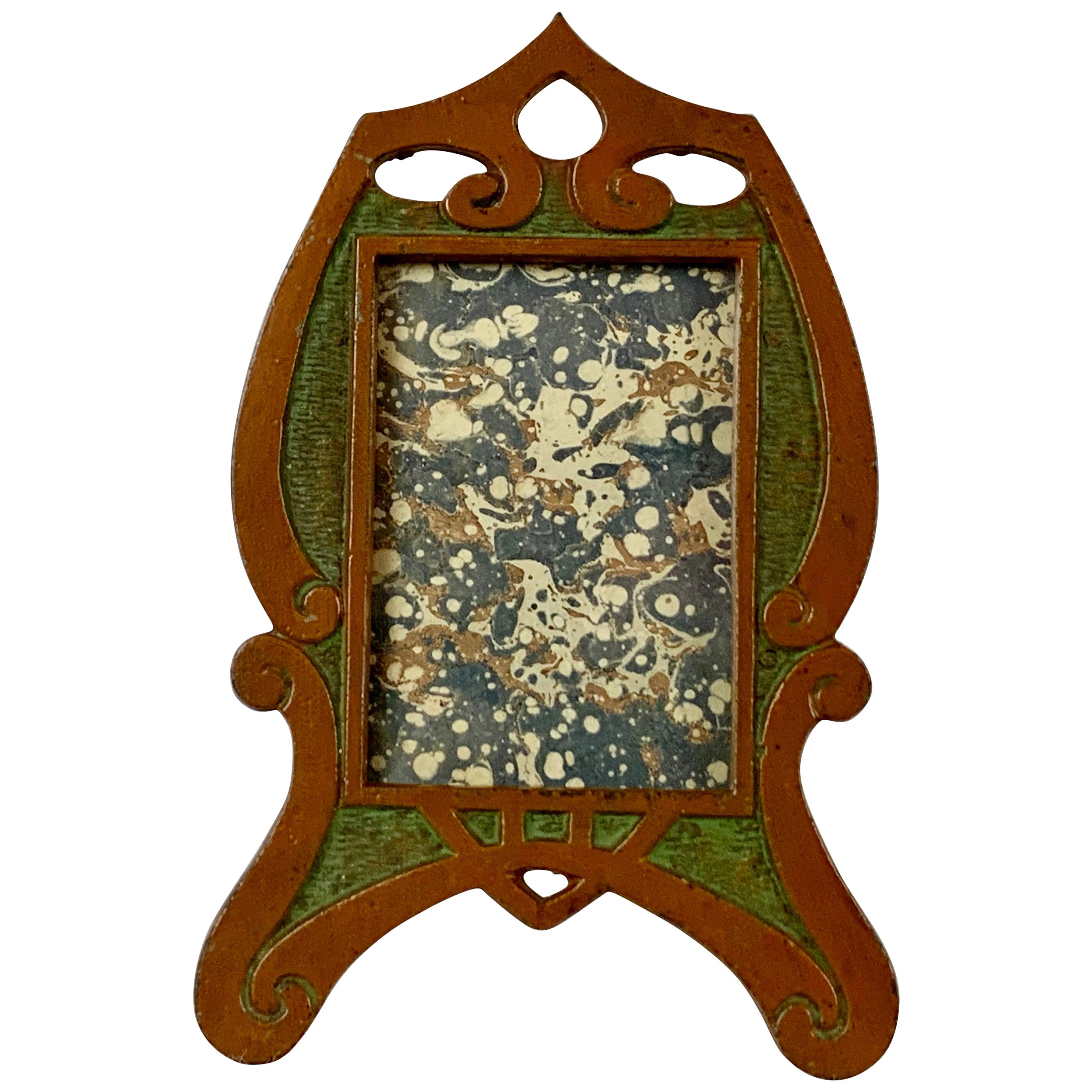 Period Art Nouveau Patinated and Enameled  Photo/Picture Frame