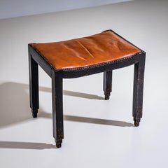 Art Nouveau Piano Stool with Leather Seat, early 20th Century