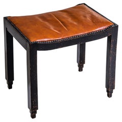 Art Nouveau Piano Stool with Leather Seat, early 20th Century