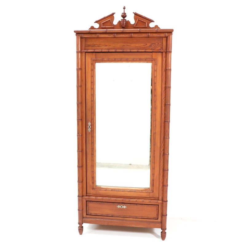 Art Nouveau Pine Faux Bamboo Armoire or Wardrobe, 1900s For Sale at 1stDibs art nouveau armoire