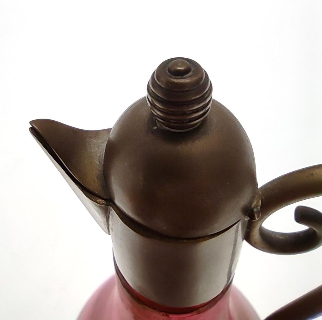 Art Nouveau Pink and Transparent Murano Glass and Brass Diffuser, Italy ...