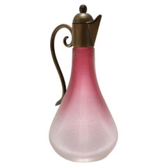 Antique Art Nouveau Pink and Transparent Murano Glass and Brass Diffuser, Italy