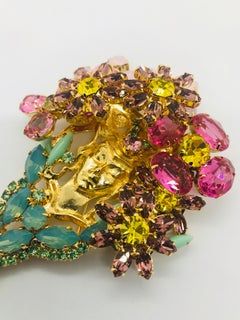 Art Nouveau Pink Floral "Wood Nymph" Brooch