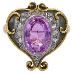 Anello da cocktail con spinello rosa Art Nouveau