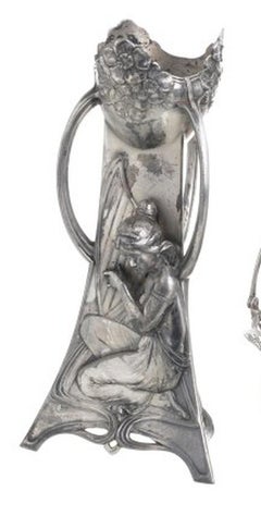 Art Nouveau pitcher and WMF planter