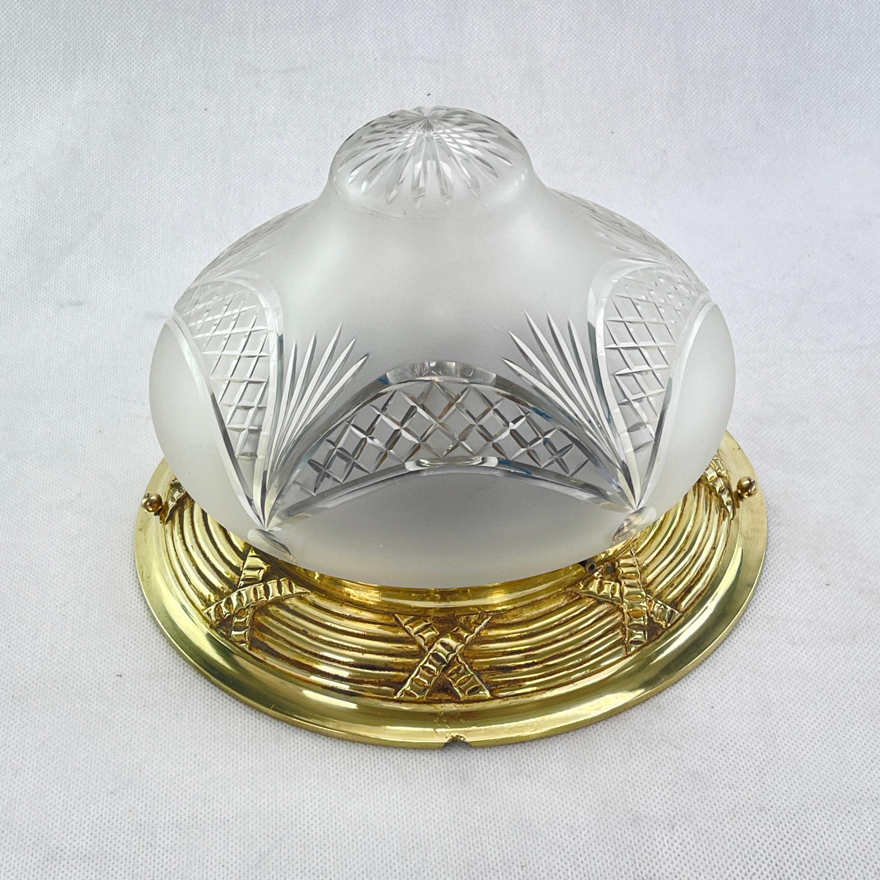 Art Nouveau ART NOUVEAU Plafoniere Brass Bronze small Ceiling Lamp, 1910s For Sale