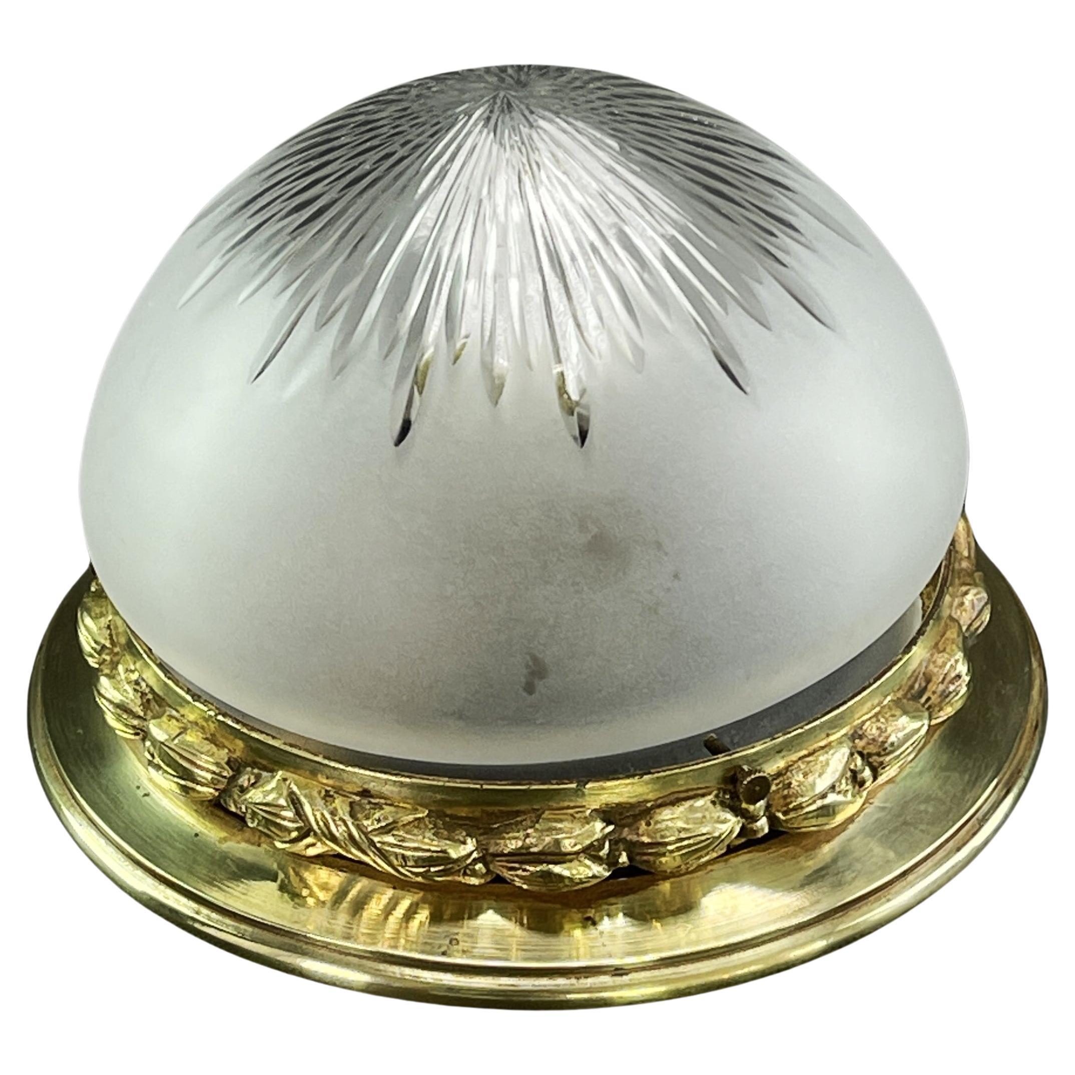ART NOUVEAU Plafoniere small Ceiling Lamp Brass Bronze, 1910s For Sale