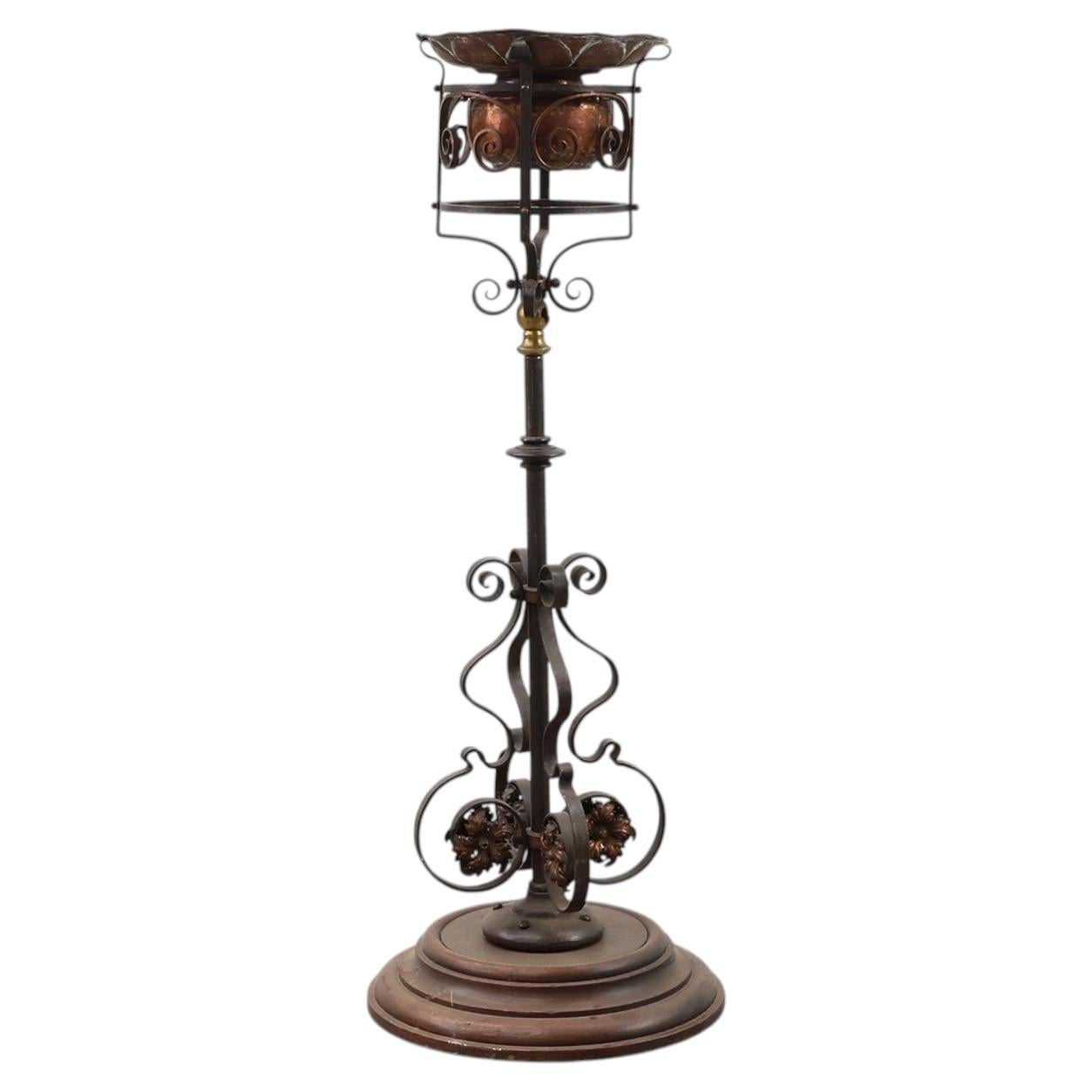 Jardinera Art Nouveau de metal y cobre, Francia ca. 1905
