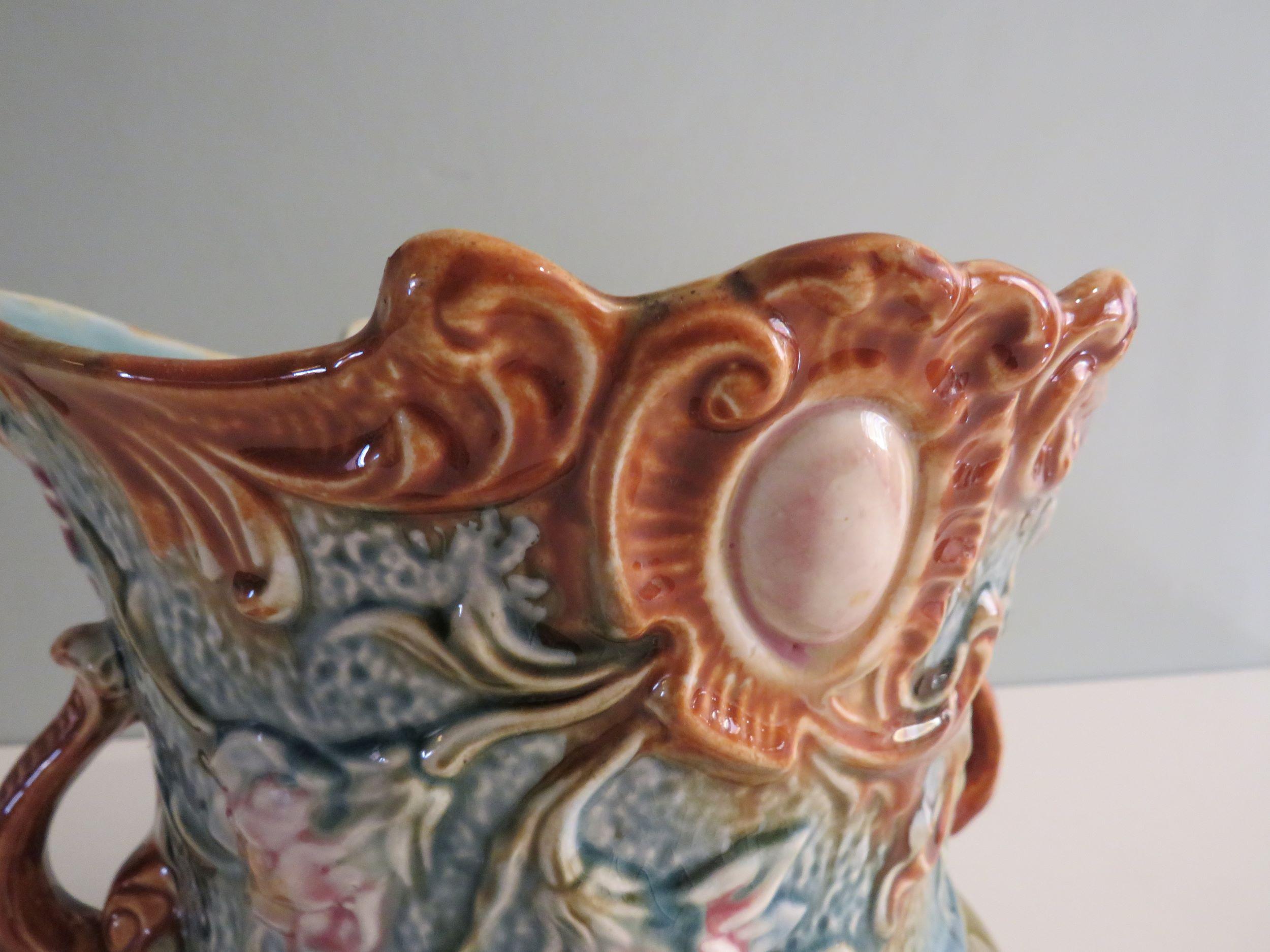 French Art Nouveau planter, majolica, early 20th century, France For Sale