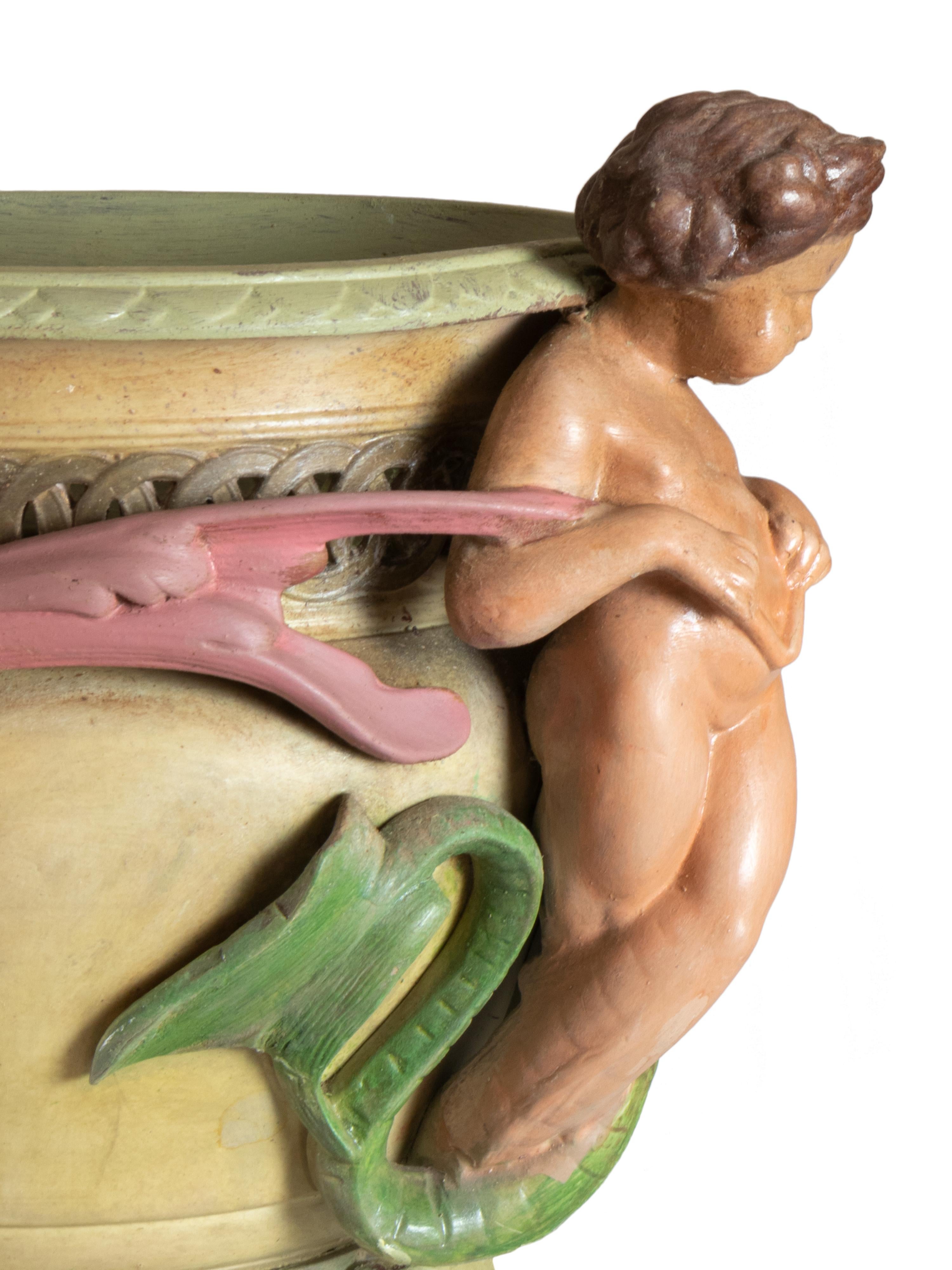 Fioriera Art Nouveau con cherubini e fogliame, 20° secolo In condizioni buone in vendita a Lisbon, PT