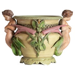 Jardinière Art Nouveau avec chérubins et feuillage, 20e siècle