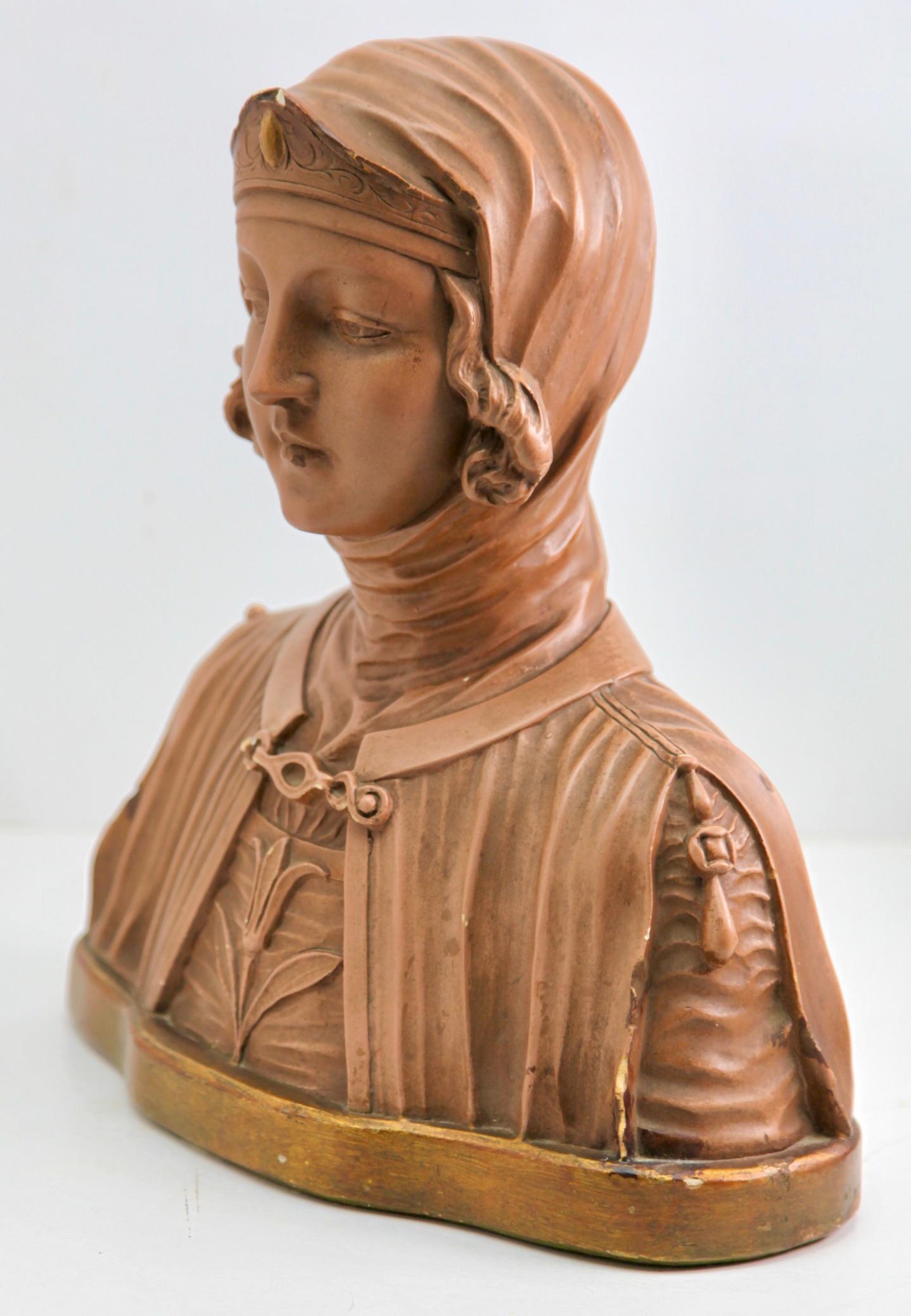 Jugendstil „Plaster“ Detailliertes und stilisiertes Bild einer Frauenbüste im Jugendstil, signiert C.G. (Französisch) im Angebot