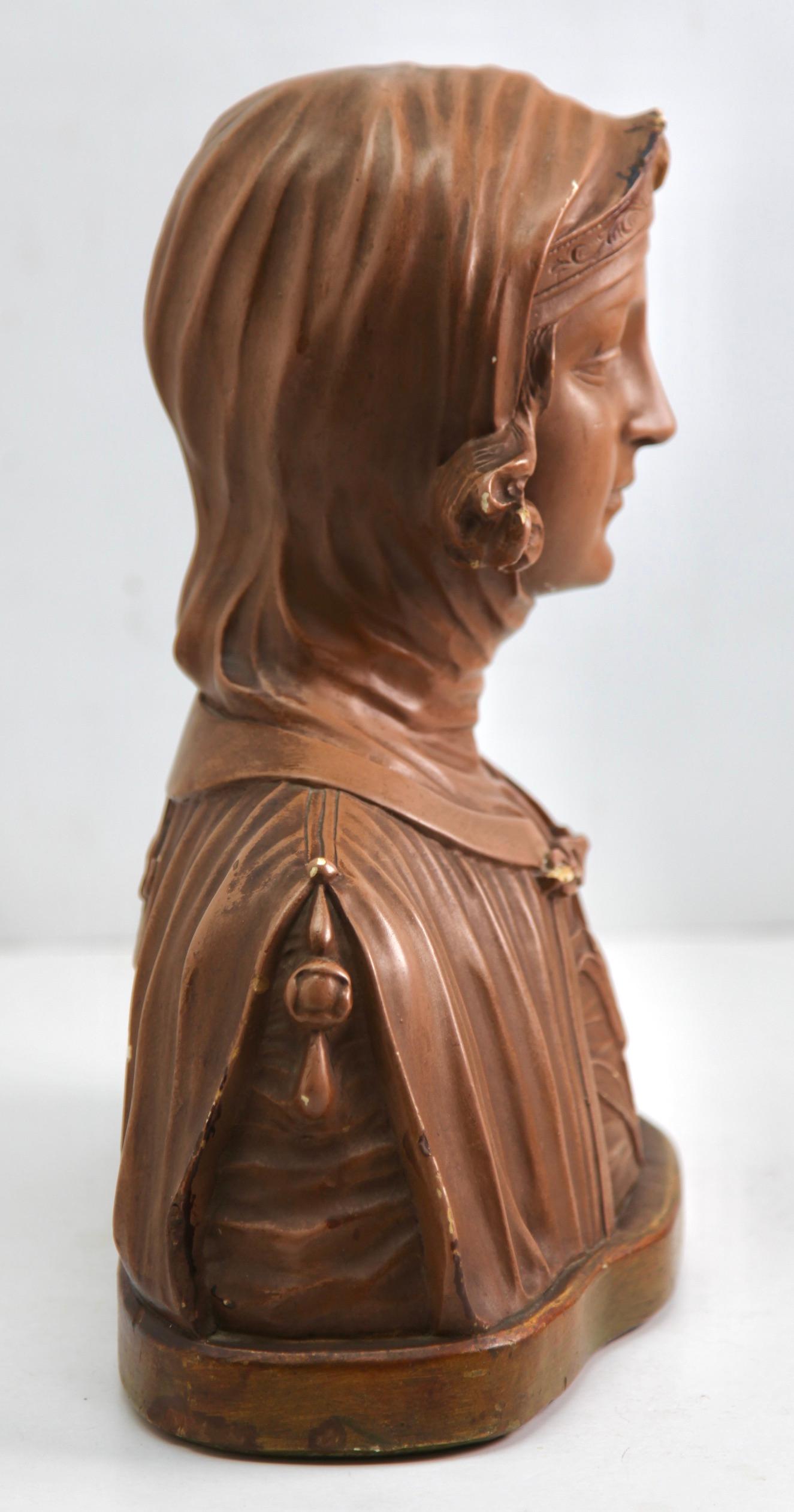 Jugendstil „Plaster“ Detailliertes und stilisiertes Bild einer Frauenbüste im Jugendstil, signiert C.G. (Gips) im Angebot