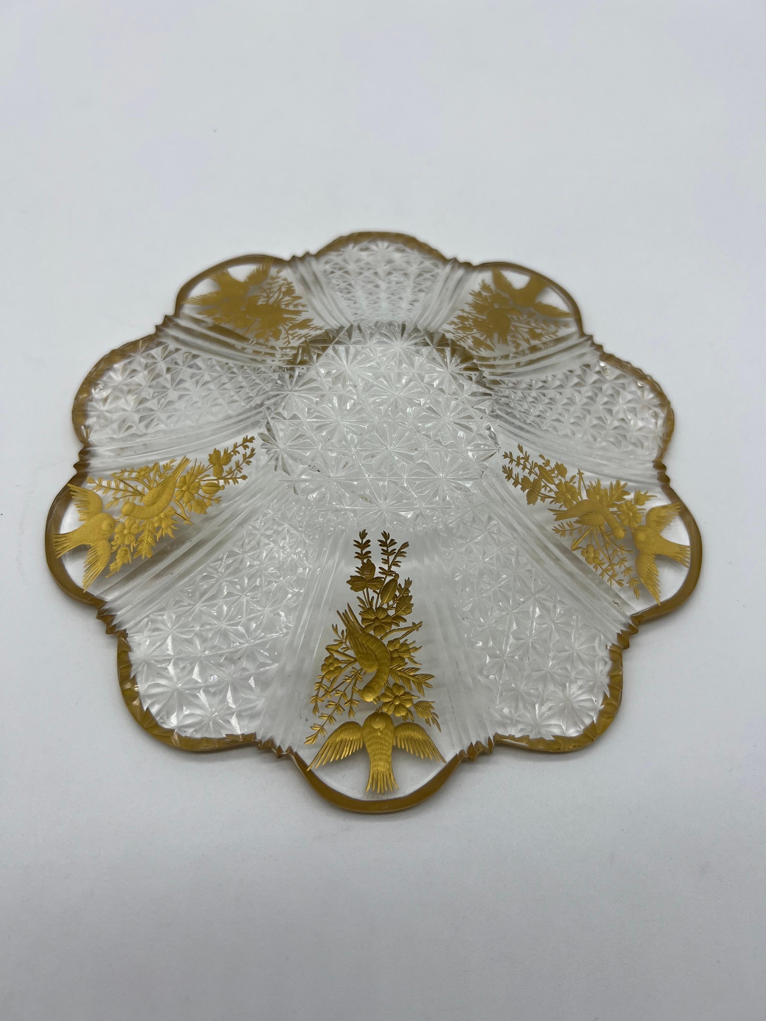 Art Nouveau Plate, Fine Cut, Bohemia, Gilded In Good Condition For Sale In Vienna, AT