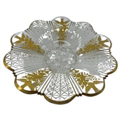 Art Nouveau Plate, Fine Cut, Bohemia, Gilded