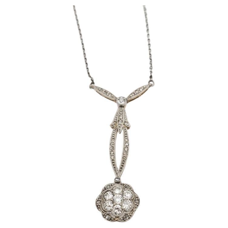 Art Nouveau Platinum Necklace with Diamonds, circa 1900.