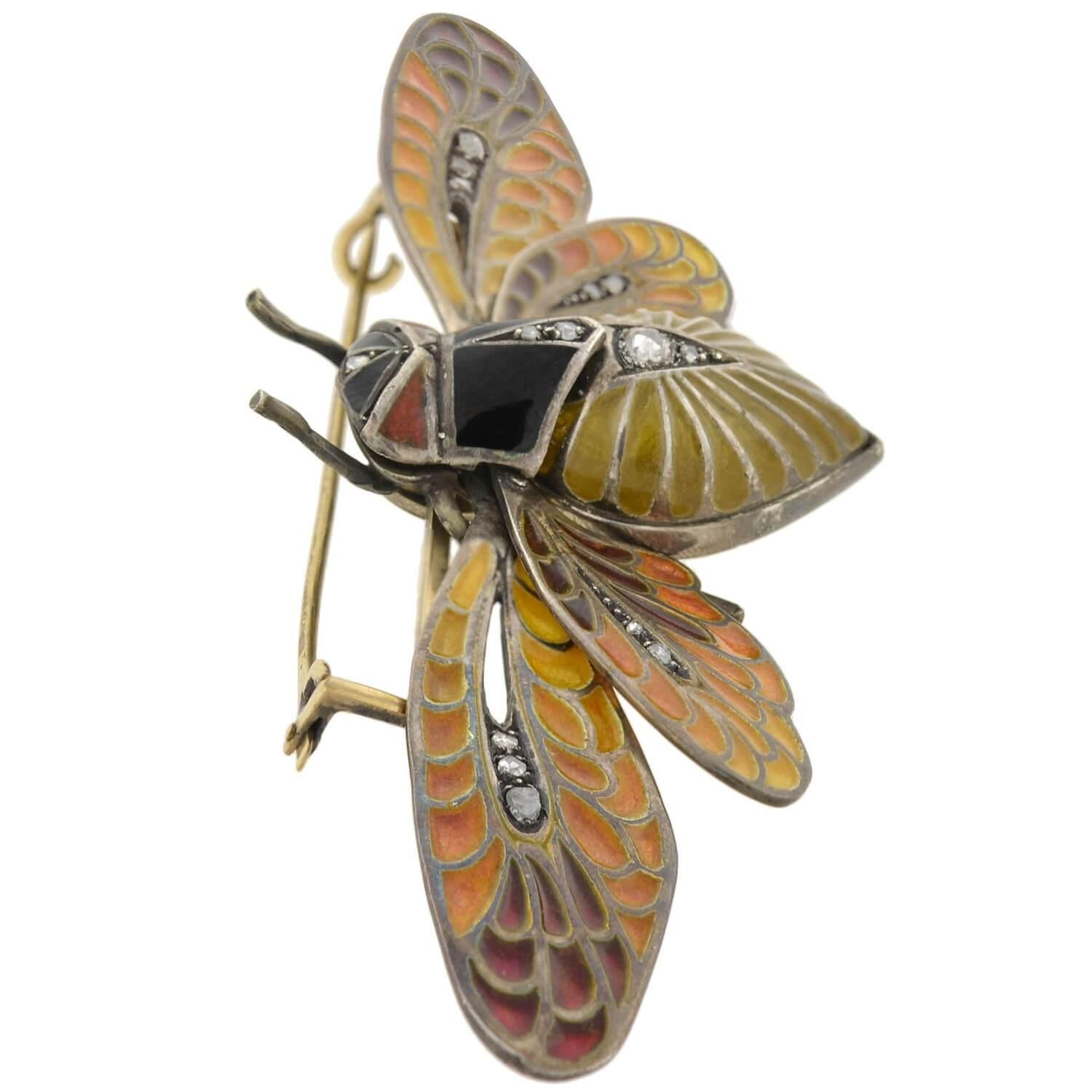 Winged Being Brooch Wasp Pin's Brooch Art Nouveau Wasp Brooch Winged Insect Big Wasp Art Nouveau Insect Brooch Silver-Plated Brass