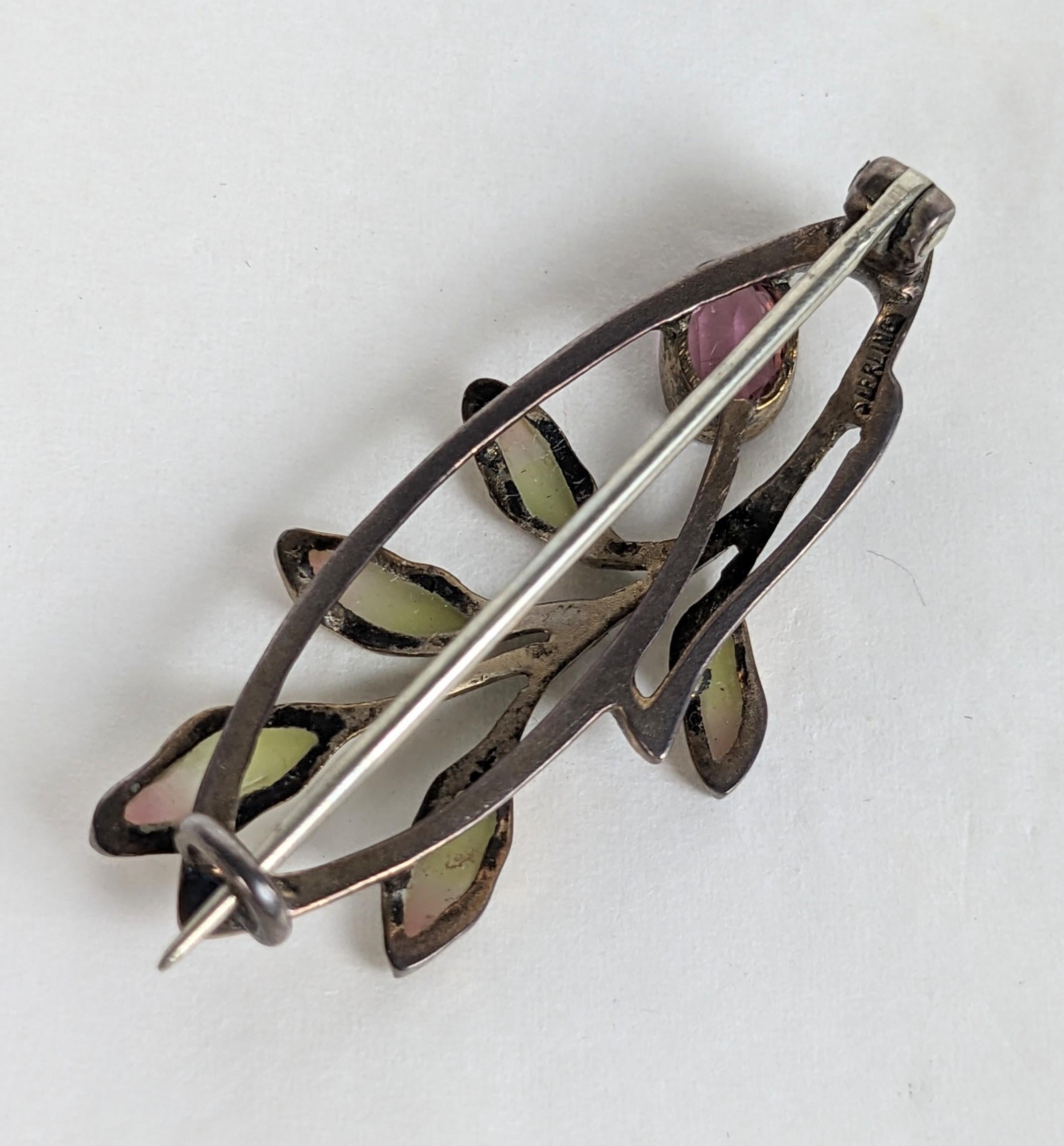 Art Nouveau Plique a Jour Brooch in vendita 2