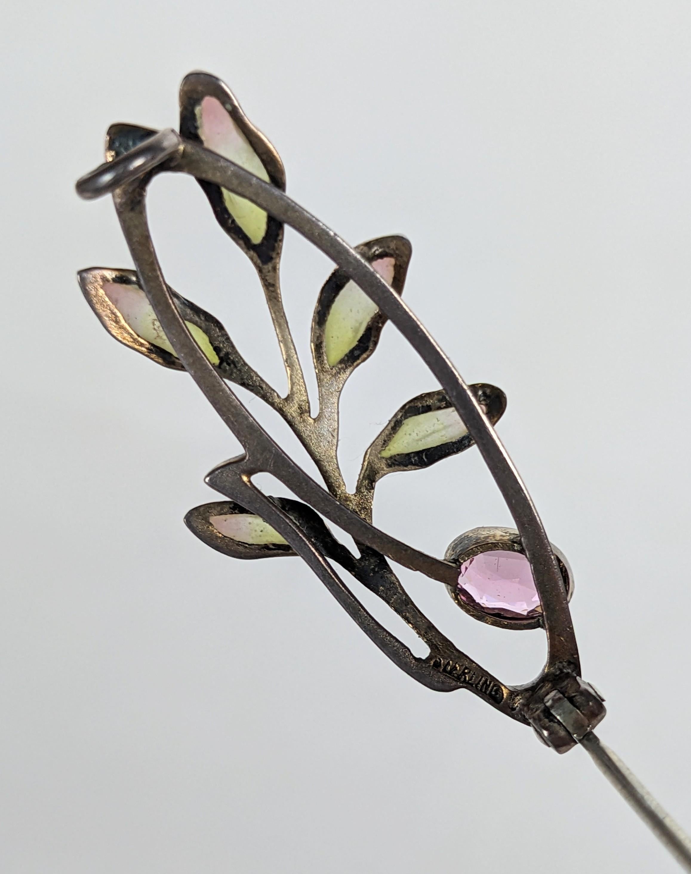 Art Nouveau Plique a Jour Brooch in vendita 3