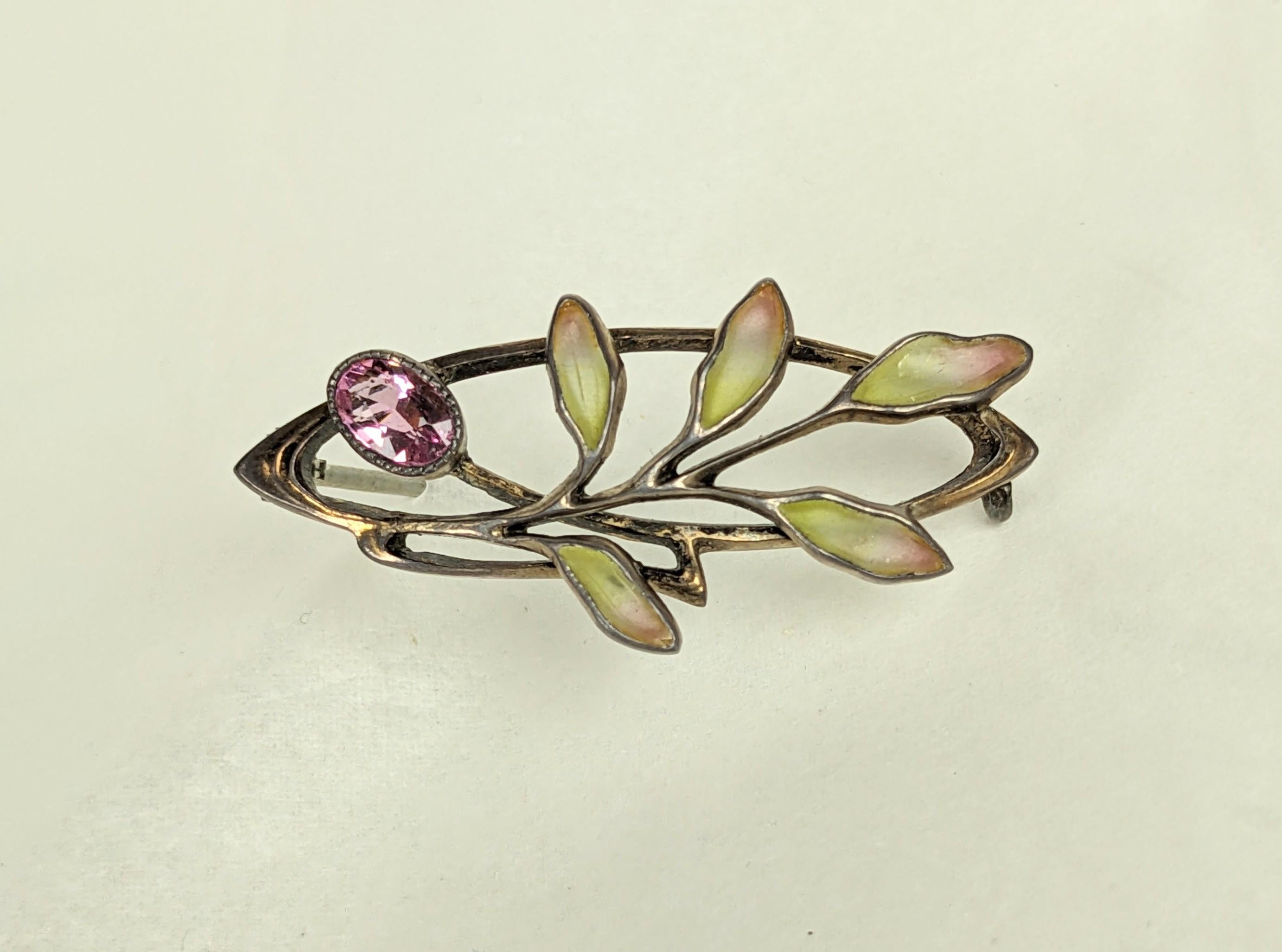 Art Nouveau Plique a Jour Brooch in vendita 4