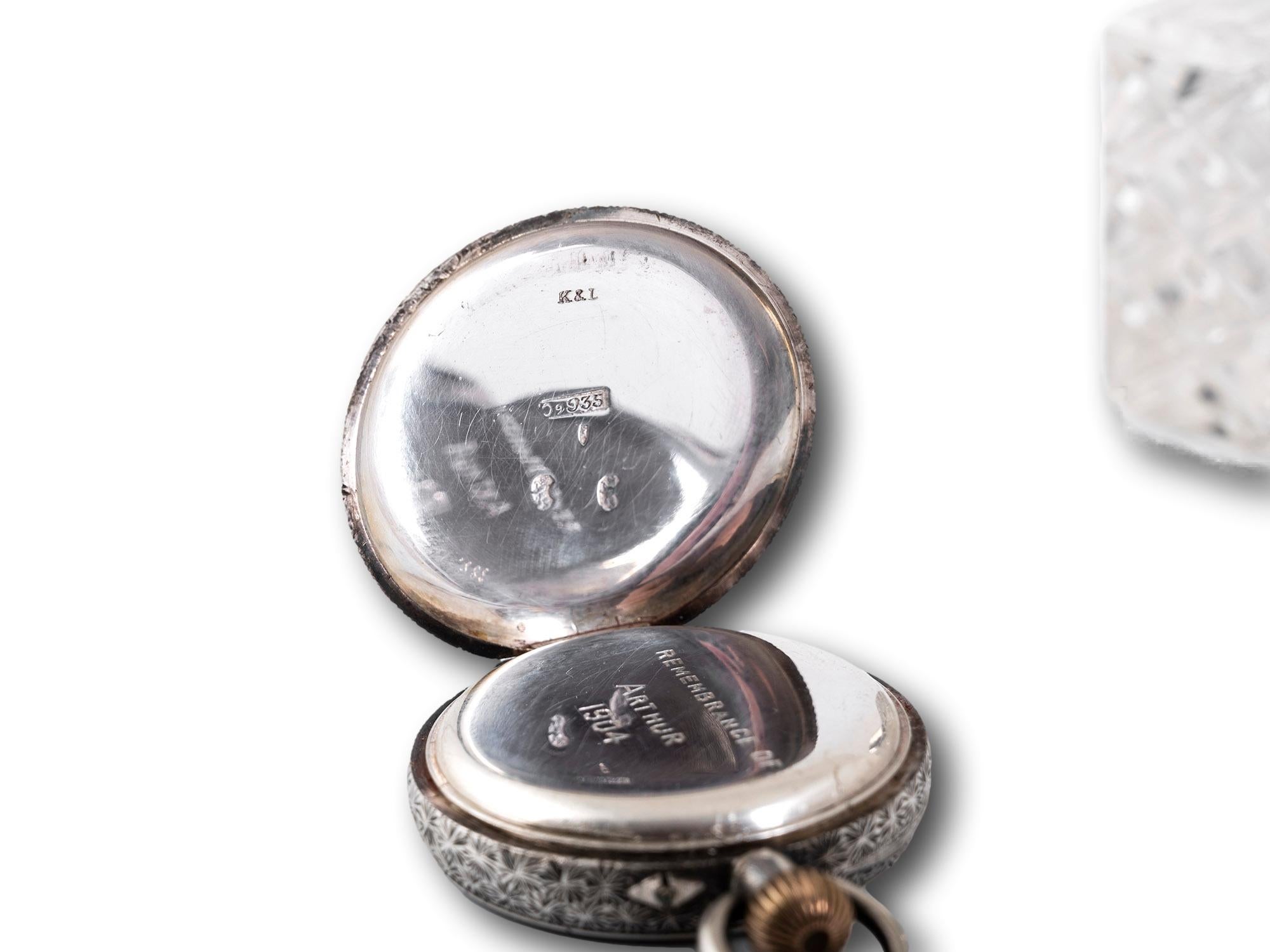 Art Nouveau Pocket Watch Desk Inkwell For Sale 6