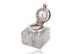 Reloj de bolsillo Art Nouveau Tintero de escritorio