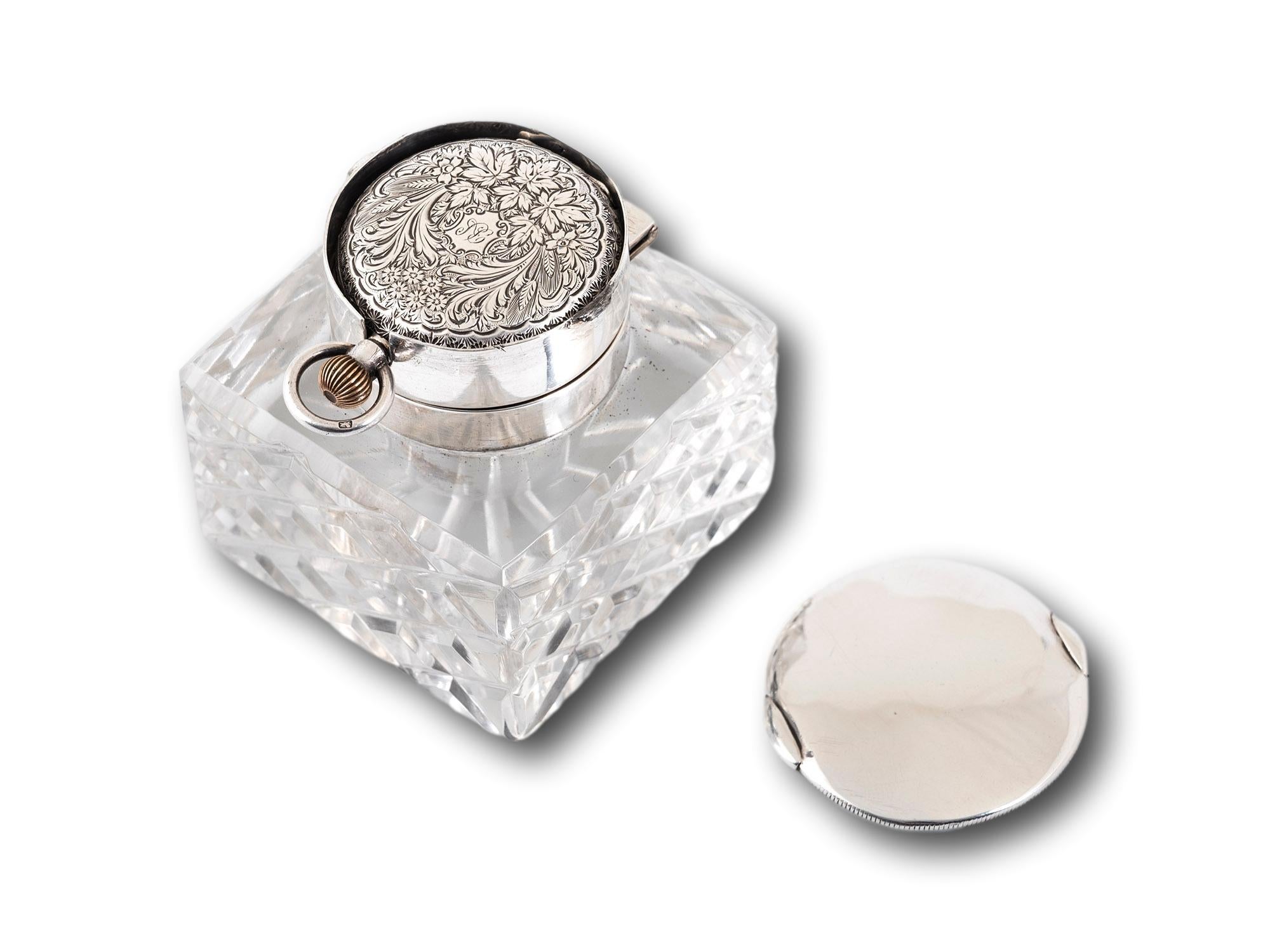 Silver Art Nouveau Pocket Watch Desk Inkwell For Sale