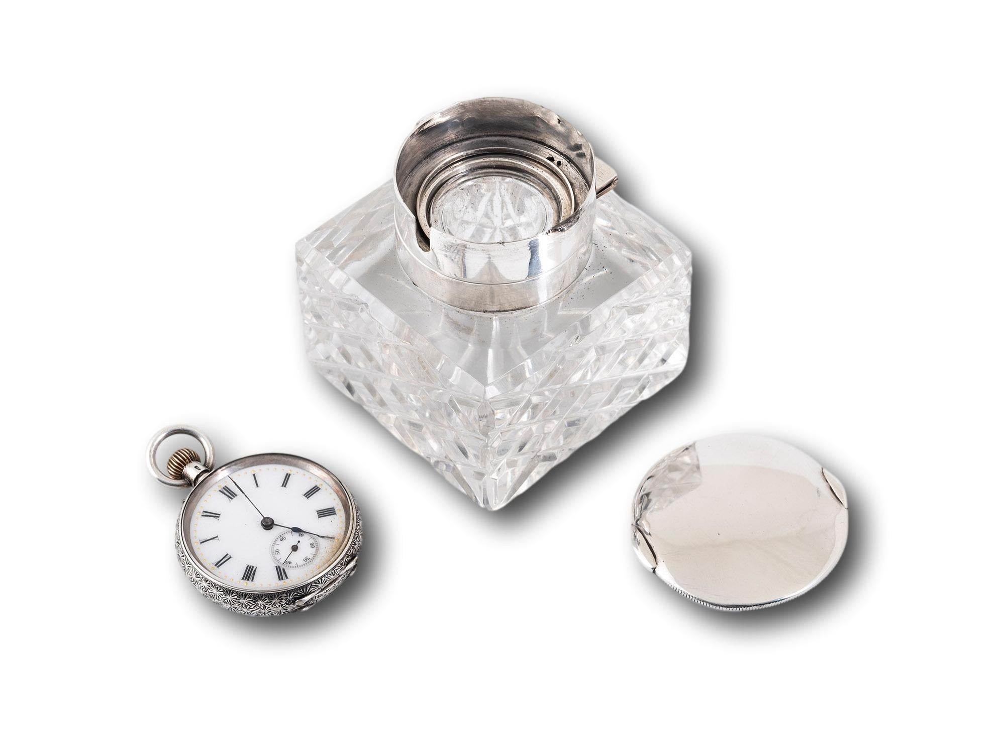 Art Nouveau Pocket Watch Desk Inkwell For Sale 1