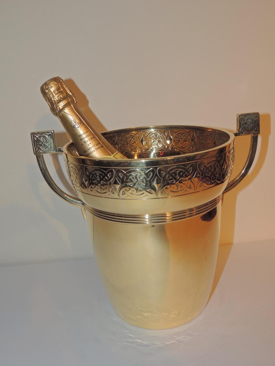 Art Nouveau Polished Brass Champagne Cooler 1
