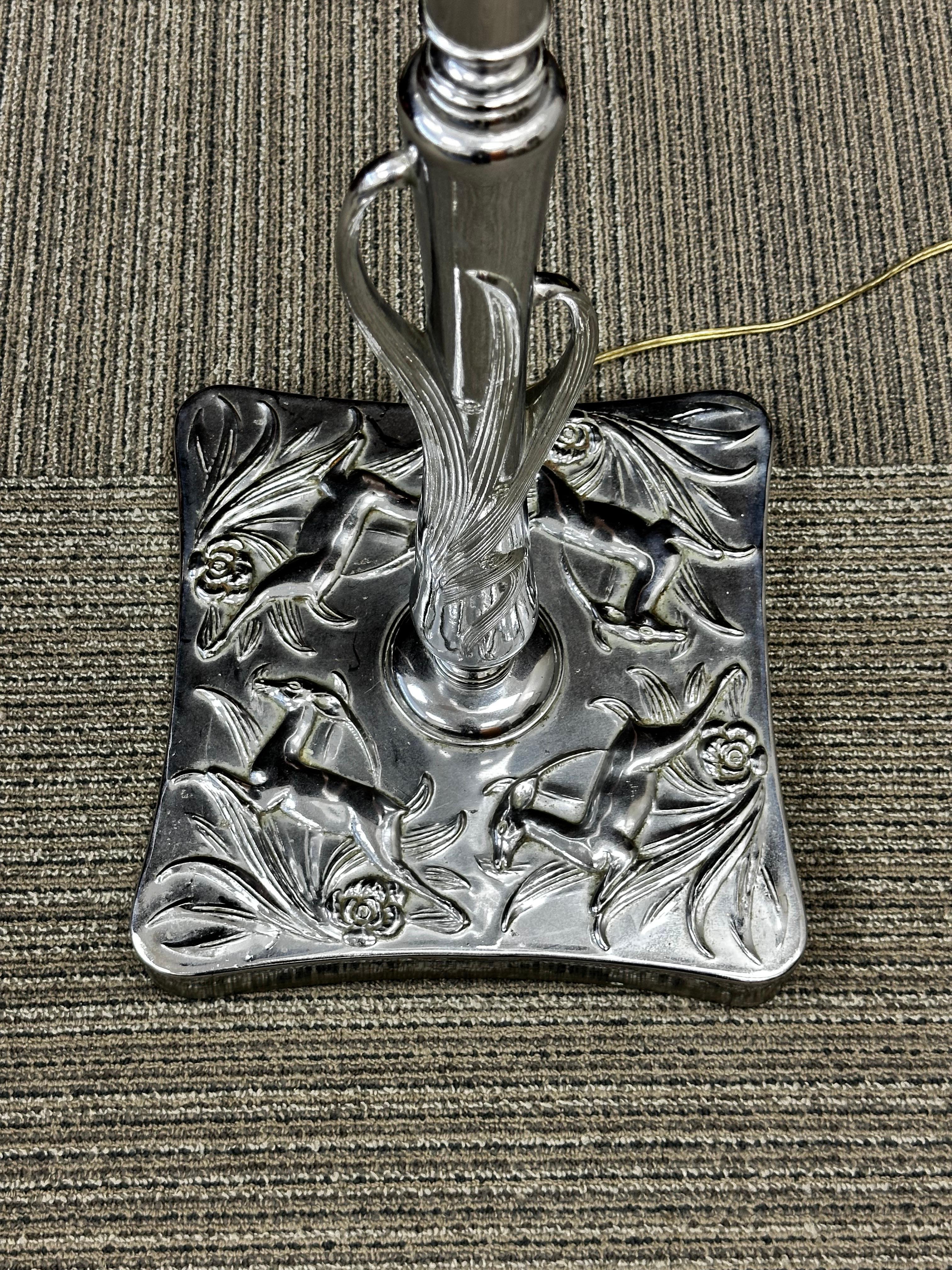 Torchère Art Nouveau chromée polie en vente 5