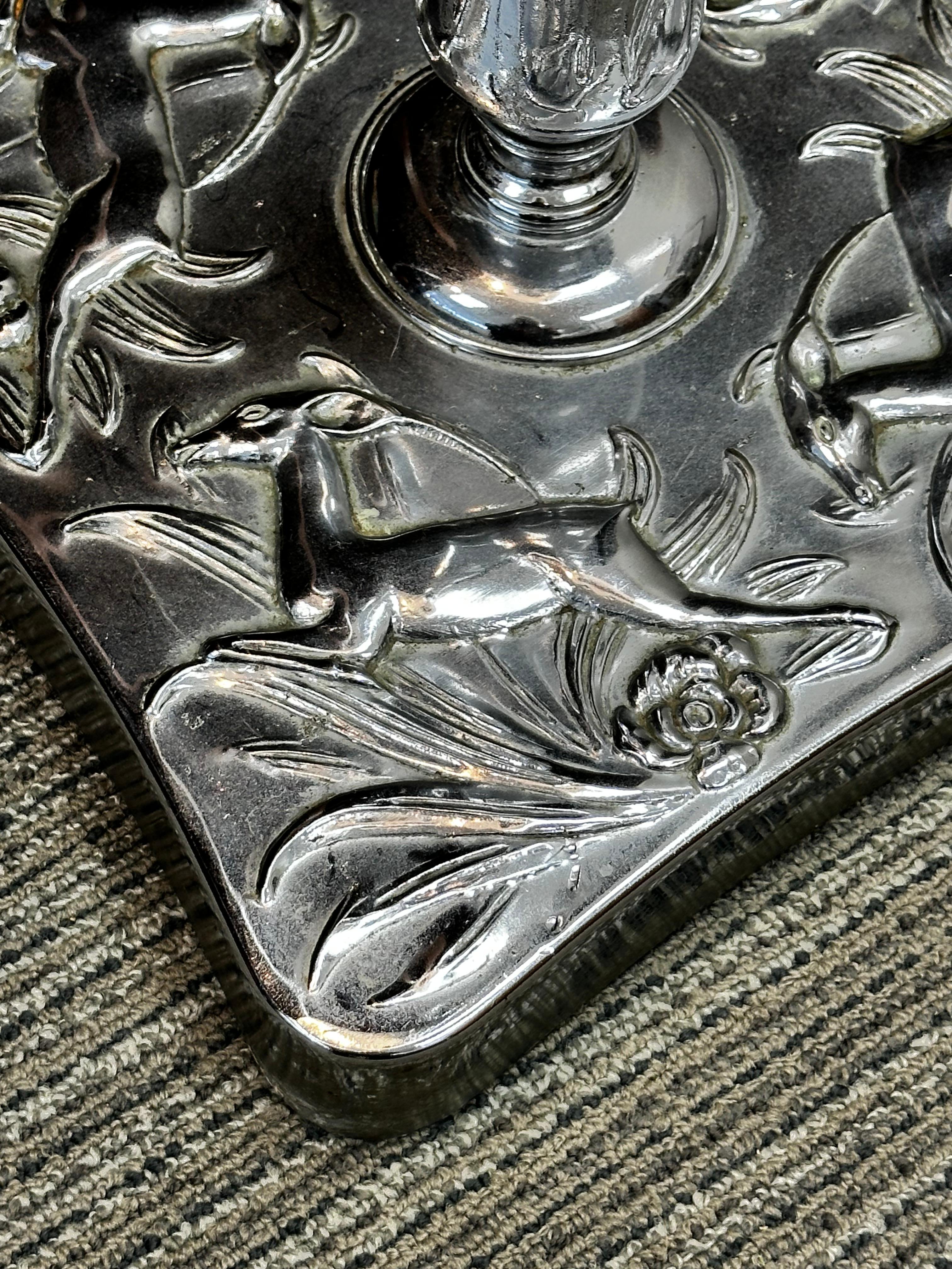Torchère Art Nouveau chromée polie en vente 7