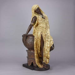 Art Nouveau Polychromed Metal Sculpture "Romantic Beauty" by Arthur Waagen