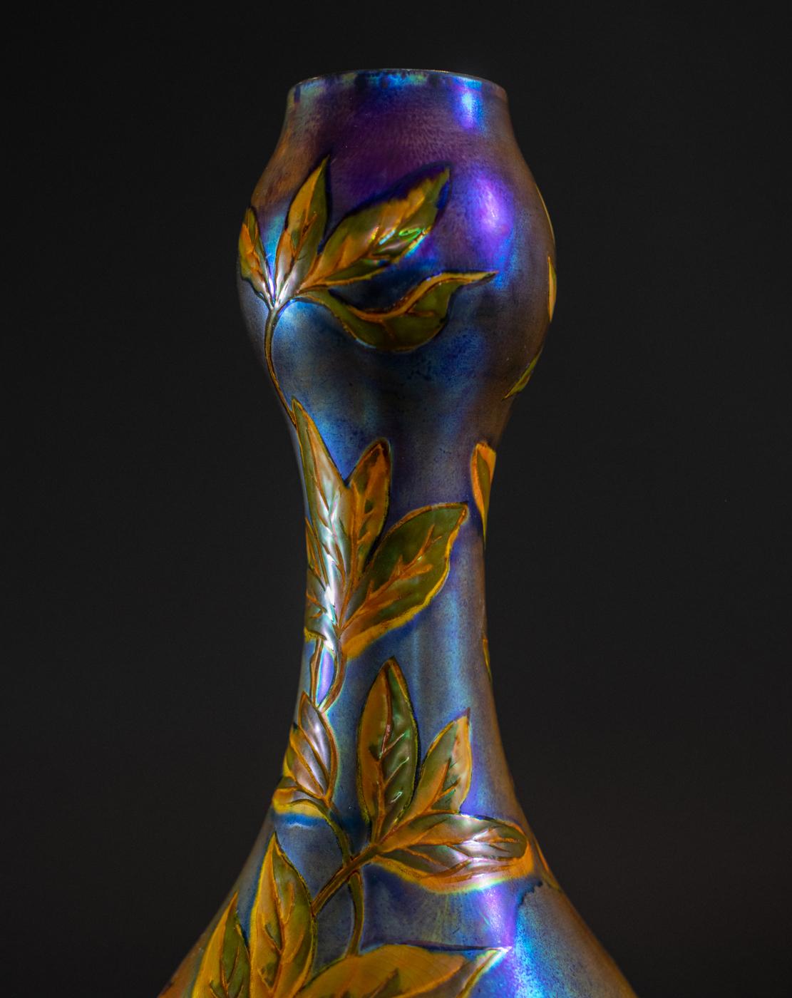 Earthenware Art Nouveau Pomegranate Vase by Táde Sikorsky for Zsolnay For Sale