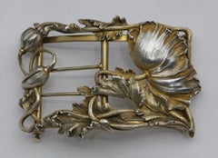 Hebilla de amapola Art Nouveau Atrib. a Albert Chambin, plata parcialmente dorada, c 1904