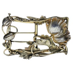 Art Nouveau Poppy Buckle Attrib. to Albert Chambin, Silver Partly Gilt, c 1904