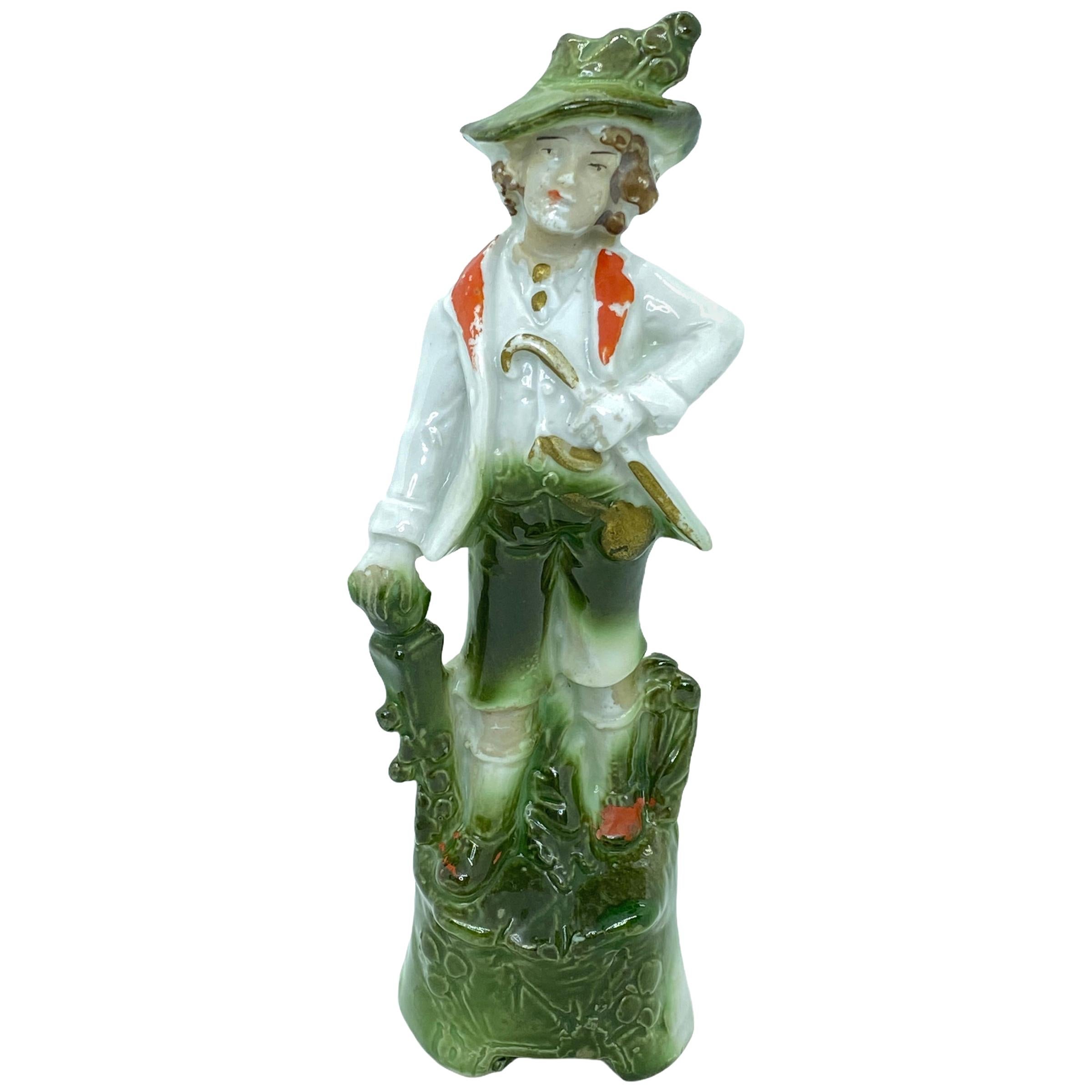 Art Nouveau Porcelain Boy Figurine Lederhosen Octoberfest German, 1900