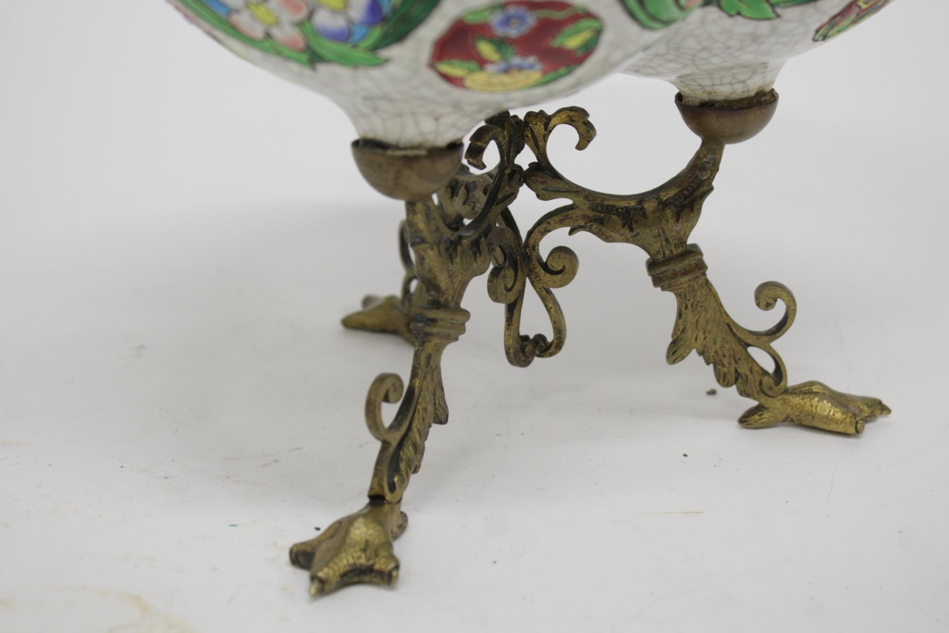 Art Nouveau Porcelain & Brass Vase In Longwy Style 4