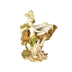 Art Nouveau Porcelain Centerpiece with Nymphs by Royal Dux Bohemia, 1900s