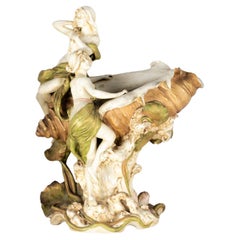 Jugendstil-Tafelaufsatz aus Porzellan mit Nymphen von Royal Dux Bohemia, 1900er Jahre