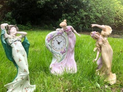 Art Nouveau Porcelain Clock Set from German Plaue House, before 1989