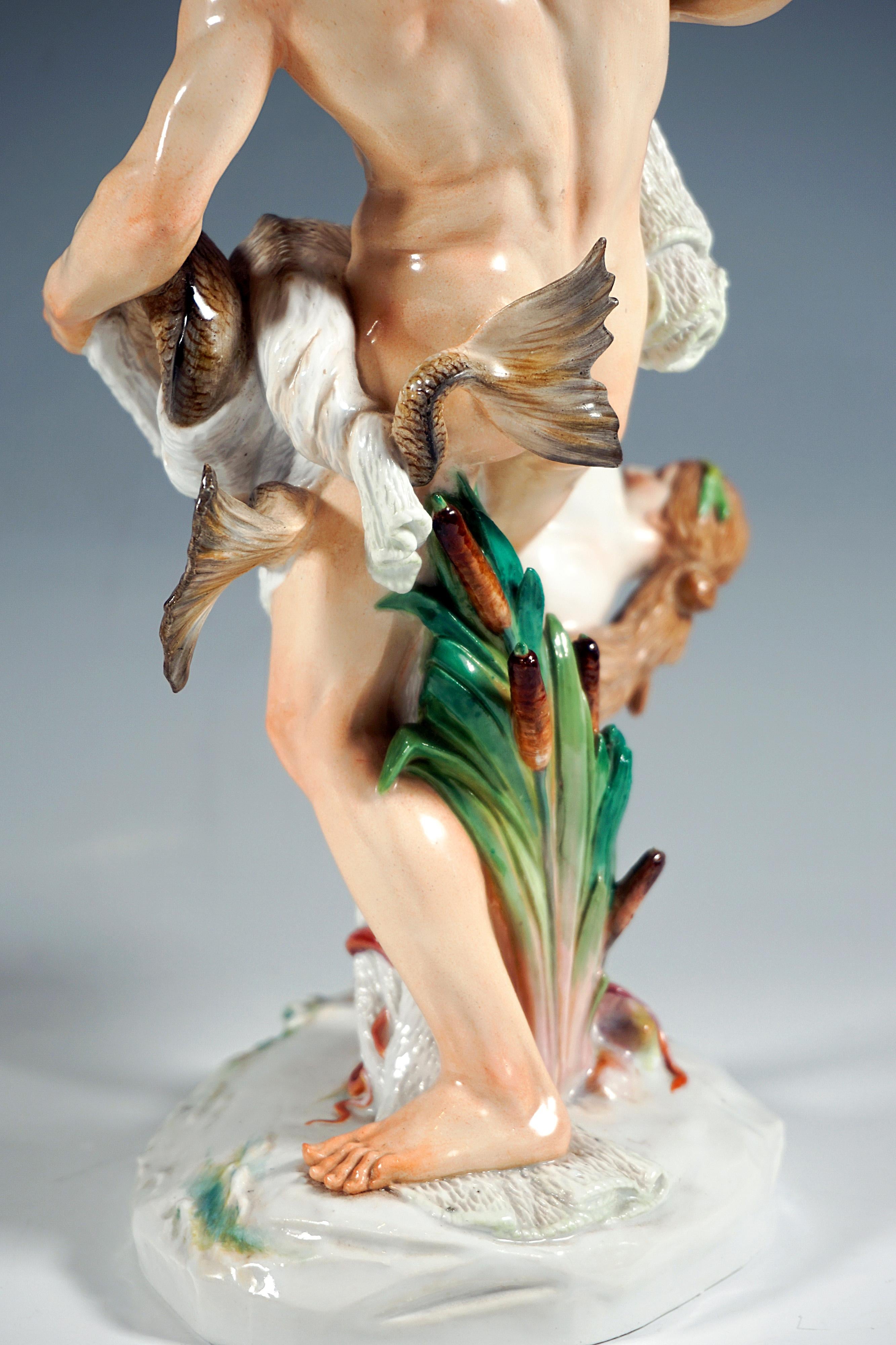 Art Nouveau Porcelain Group 'The Mermaid Catch', by E. Herter, Meissen Ca 1900 For Sale 2